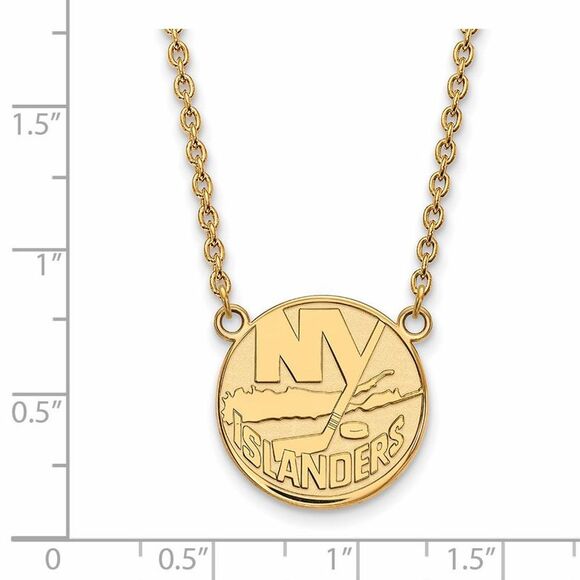 10k Yellow Gold NHL New York Islanders Large Necklace, 18 Inch
